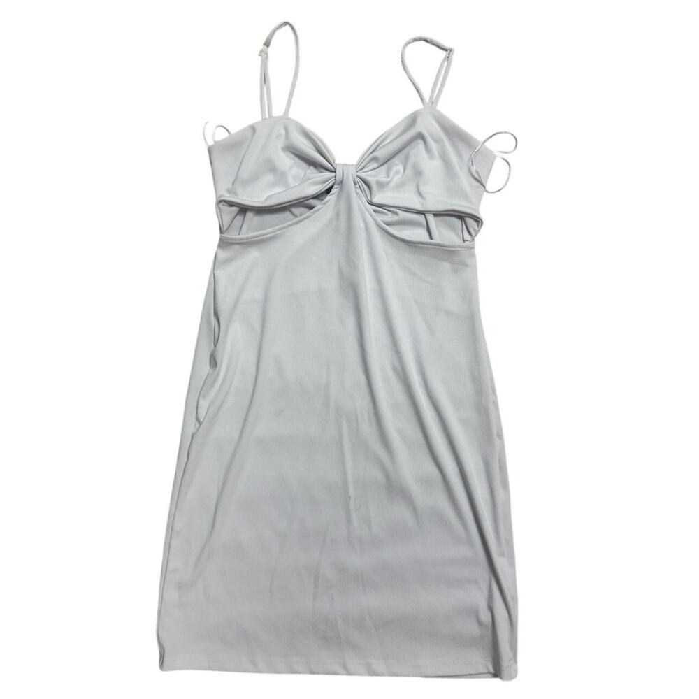 Streetwear Society Cut Out Dress 🤍 White Ribbed Spaghetti‑Strap Mini - Size XL